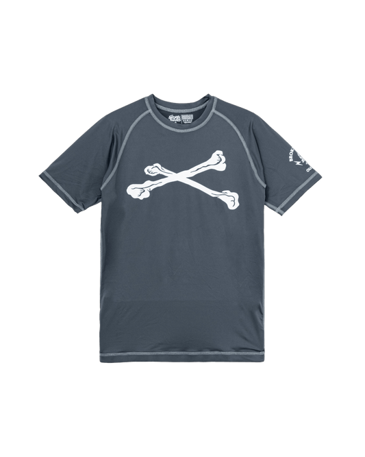 Crossed Bones - Short Sleeve Rash Guard Grey - Broken Bones Inc.